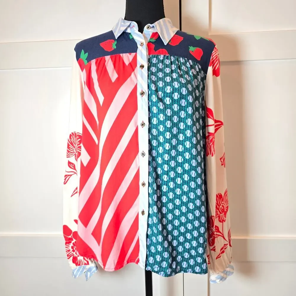 Anthropologie Maeve Paz Contrast Button-Down.  Size M. Retails $128 - Picture 4 of 12